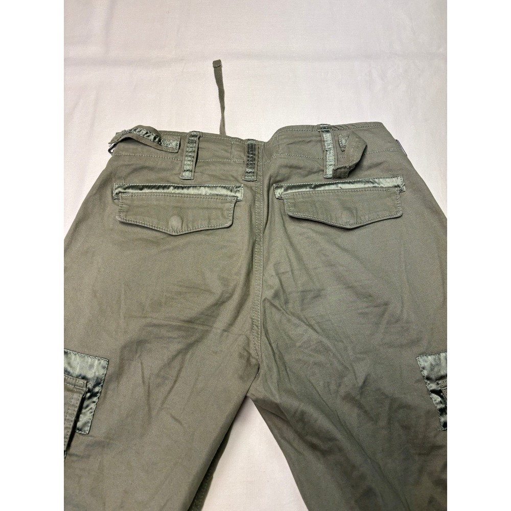 Y2k Abercrombie & Fitch Olive Green Cargo Pants Satin Trim Low Rise Size 27X28 - Picture 9 of 14